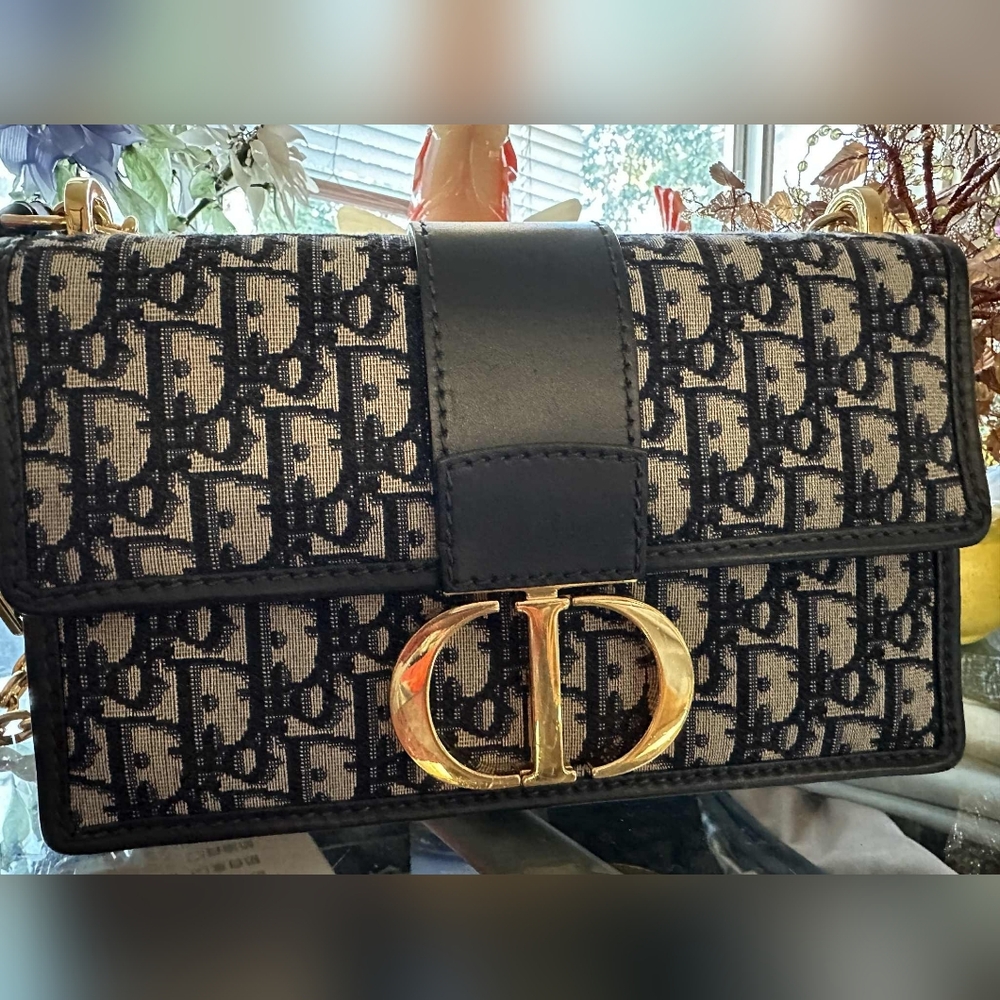 Dior Monogram Black and Gold Shoulder Bag
